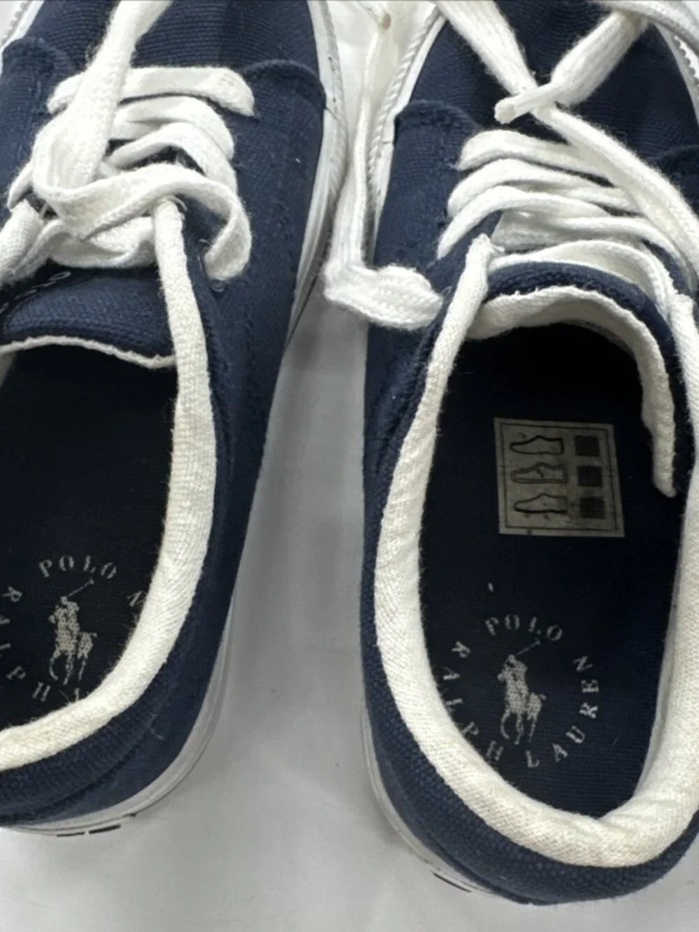 Ralph Lauren Polo Shoes Toddler Boys 10 Blue Sneakers Lace Up Canvas with Box